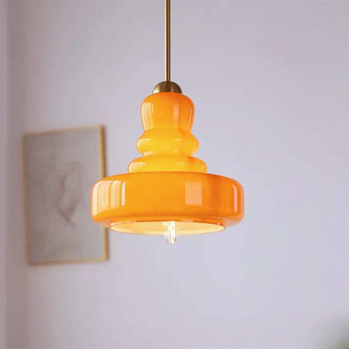 LumaForm Bauhaus Glas Pendelleuchte | Elegantes Kürbis-Design | Dimmbares Licht | Moderne Deckenleuchte
