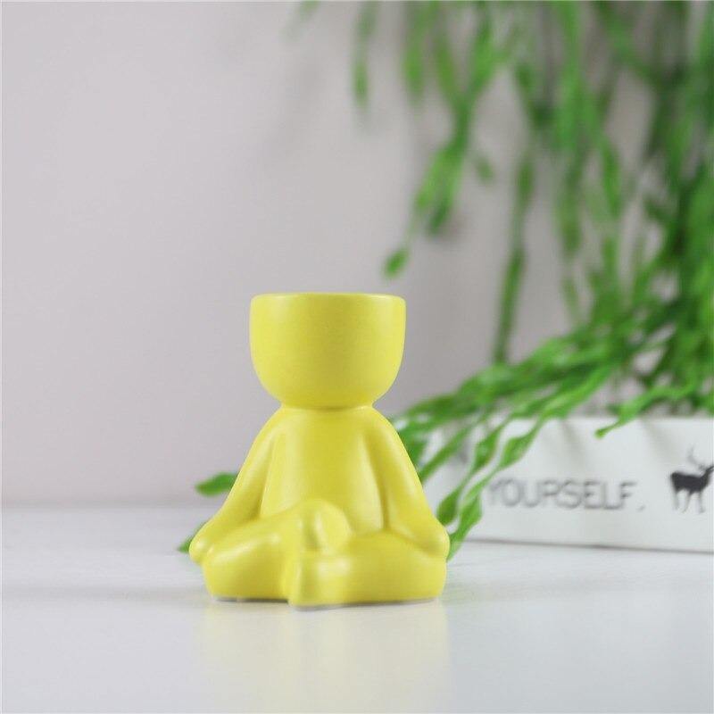 MiniMensch Keramik Sukkulenten Pflanztopf | Verspielte Figur Deko | Handgefertigter Pflanzentopf für Zuhause