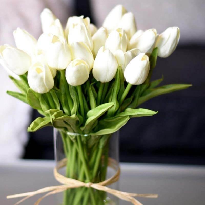 TulipaBloom Künstliche Tulpen aus Seide | 10er-Set | Realistische Blumen für Zuhause & Hochzeiten