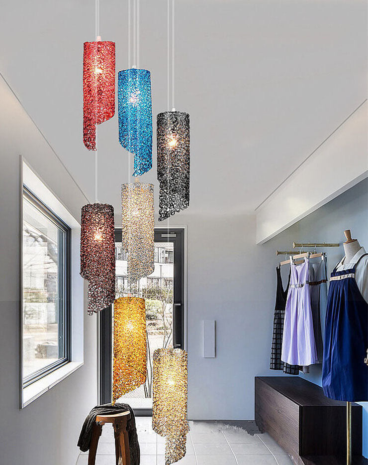 WireAura – Moderne Aluminiumspirale LED Pendelleuchte | Farbenfrohes Zylinderdesign | Elegantes Ambiente