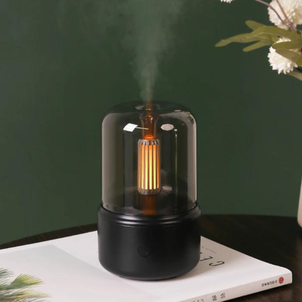 VaporaLuxe Retro Aroma Diffuser | USB Luftbefeuchter für ätherische Öle | Mit Nachtlicht | Für Zuhause & Büro