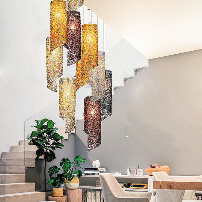 WireAura – Moderne Aluminiumspirale LED Pendelleuchte | Farbenfrohes Zylinderdesign | Elegantes Ambiente