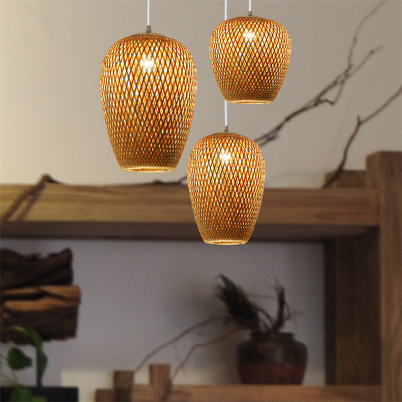 BambooHaven Hängeleuchte | Rustikaler Stil | Handgefertigt | Umweltfreundliche Bambuslampe | Dekorative Pendelleuchte