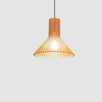 HikariWood Japanische Pendelleuchte | Modernes Holzdesign | 1-flammige LED-Hängeleuchte | Zeitlose Eleganz