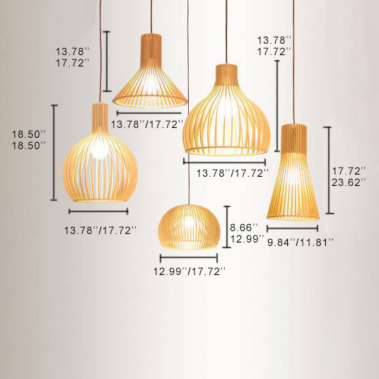 HikariWood Japanische Pendelleuchte | Modernes Holzdesign | 1-flammige LED-Hängeleuchte | Zeitlose Eleganz