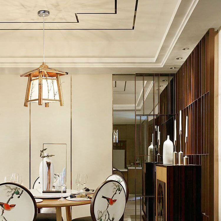 ZenLoom Japanische Bambus Pendelleuchte | Rustikales Design | Handgewebt | Natürliche Beleuchtung für Zuhause