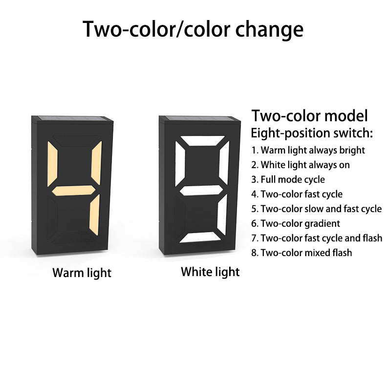 LumenSign Solar LED Wandleuchte | Türschild mit RGB-Beleuchtung | Außenleuchte | Modernes Design