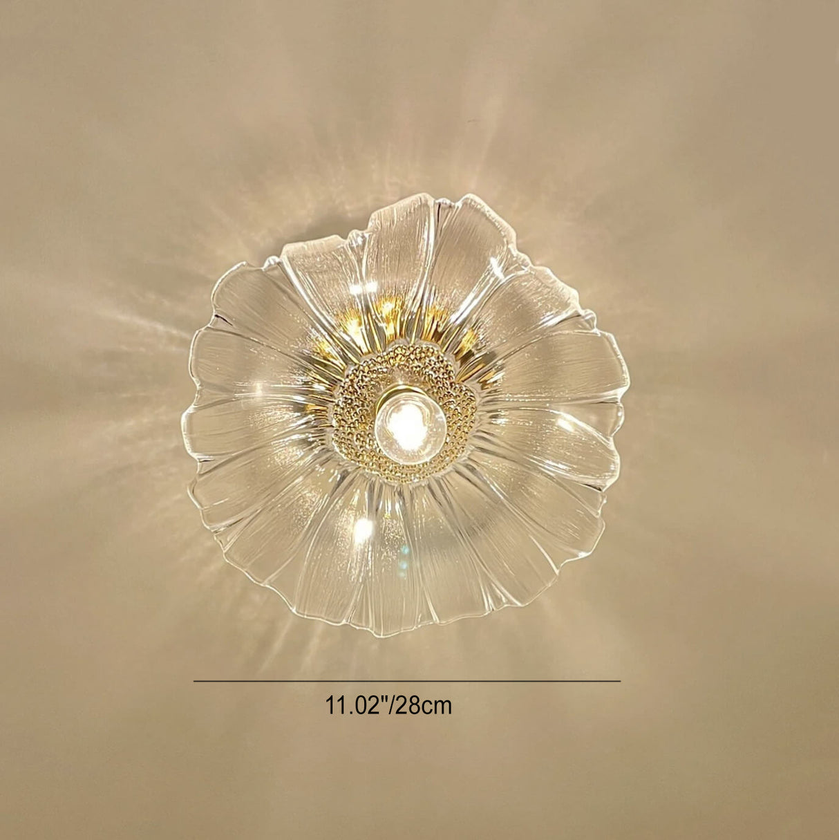 BlossomLume Deckenleuchte im Art-Deco-Stil | Lotusblatt Glas-Schirm | 1 Licht | Semi-Flach für Flur & Wohnräume