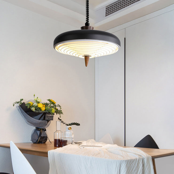 ZenithIron Japanische Hängelampe | Industrielles Design | Walnussholz | Höhenverstellbar | Einflammige Pendelleuchte