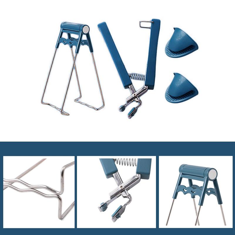 SafeGrip Küchen-Verbrennungs-Schutz Set | Heiße Plattengreifer & Edelstahl-Schüsselclip & Silikonhandschuhe | Hitzebeständiges Küchenzubehör