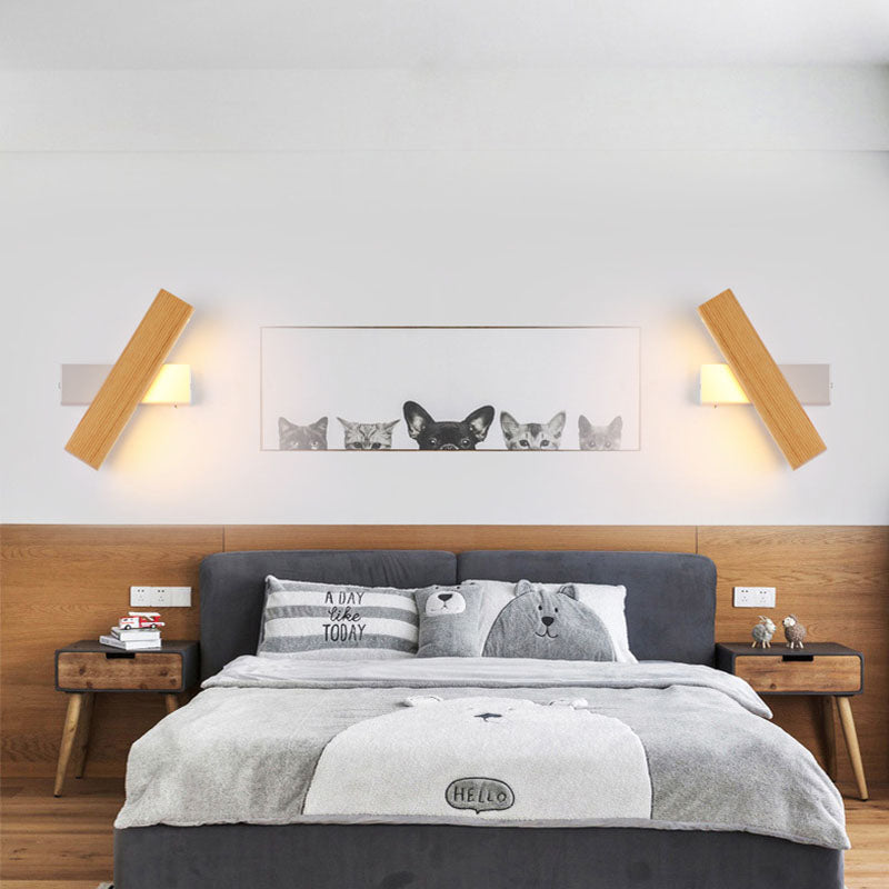 NordicBeam LED Wandleuchte | Rechteckiges Holz- & Eisen-Design | Modern & Skandinavisch | Für Schlafzimmer & Wohnräume