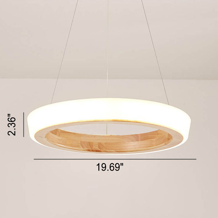 ZenCircle Japanischer LED Kronleuchter | Minimalistisches Design | Holzring | Dimmbar