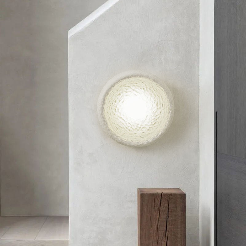 ZenBowl Japanische Wandleuchte | Runde Harz- & Glas-Design | 1-flammig | Traditioneller Stil für Wohnzimmer