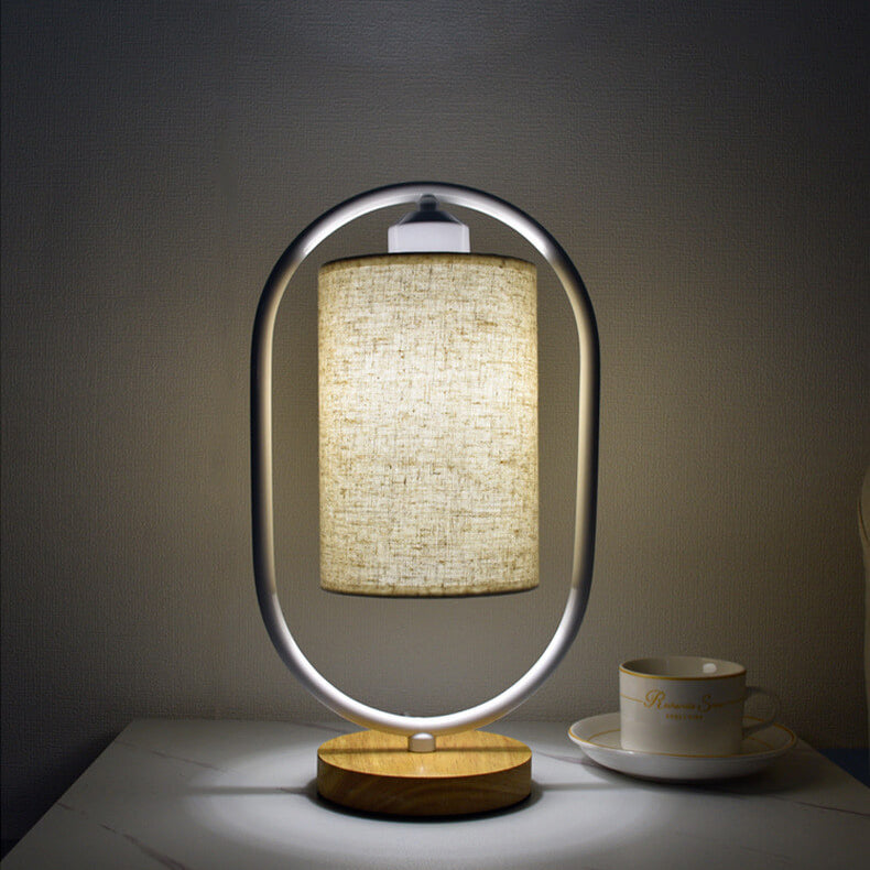 LinoLux Nordic Tischlampe | Dimmbar | Leinenschirm | LED Beleuchtung für Zuhause