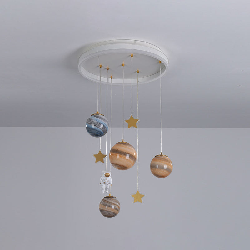 AstroGlow Kinder Deckenleuchte | Skandinavisches Planeten-Design | Acryl & Glas | LED Flush Mount