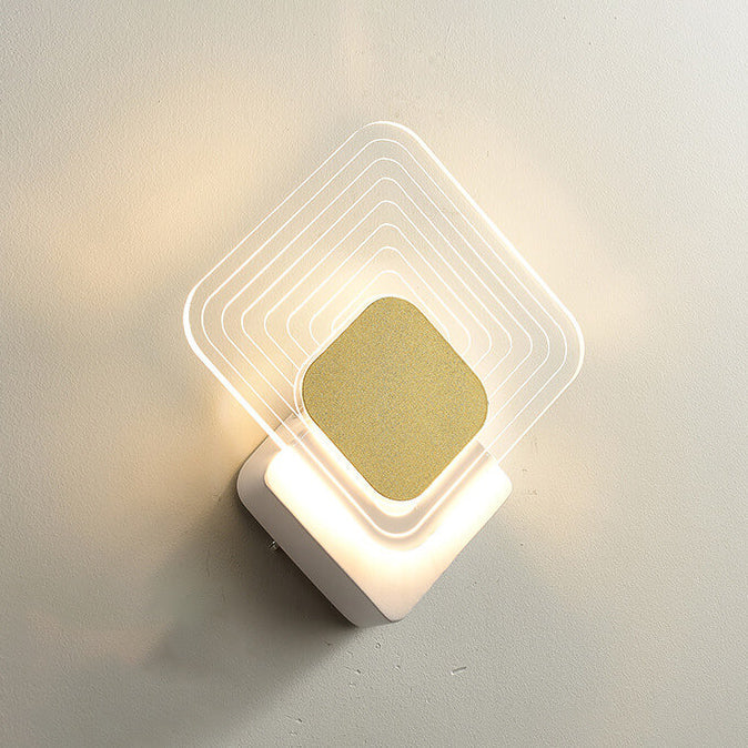 Luxoria Geo LED Wandleuchte | Goldenes Geometrisches Design | Acryl & Modern | Warmes Licht