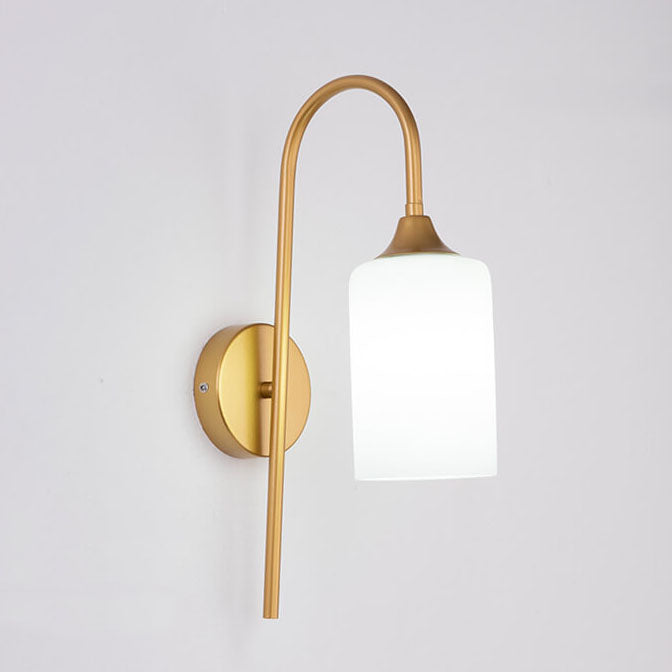 GlintArc Wandlampe | Minimalistisches Zylinderglasdesign | Flexibler Arm | 1-Licht Wandleuchte für stilvolle Räume