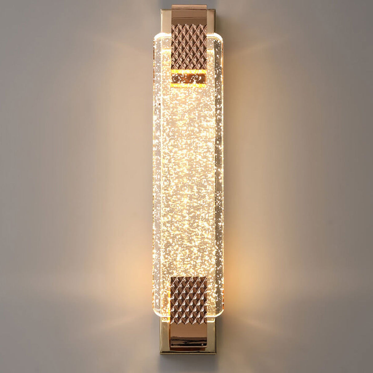 Lucera Luxuriöse LED Wandlampe | Rechteckig | Kristallblase Design | Elegantes Licht für Zuhause | Deko | Moderne Wandleuchte