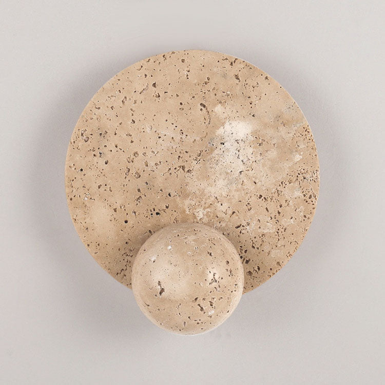 Travura Japanische Travertin-Wandleuchte | Runde LED-Lampe | Warmes Licht für Schlafzimmer | Stilvolles Design