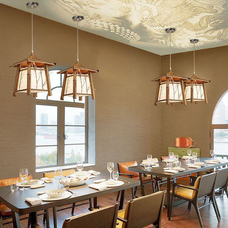 ZenLoom Japanische Bambus Pendelleuchte | Rustikales Design | Handgewebt | Natürliche Beleuchtung für Zuhause