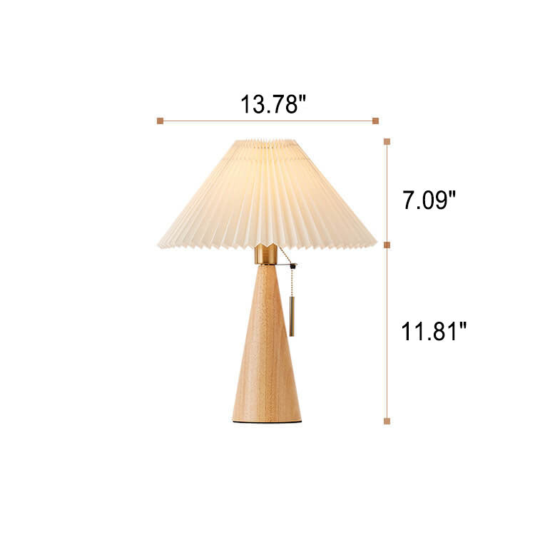 HikariGlow Japanische LED Tischlampe | Minimalistisches Design | Faltenstoff & Holz | Warmes Licht für Zuhause