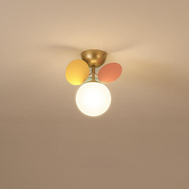 BloomLume Mid-Century Deckenleuchte | Blumen-Deko & Glas-Kugel | 1-4 Flammen | Modern & Stilvoll | Für Wohnzimmer