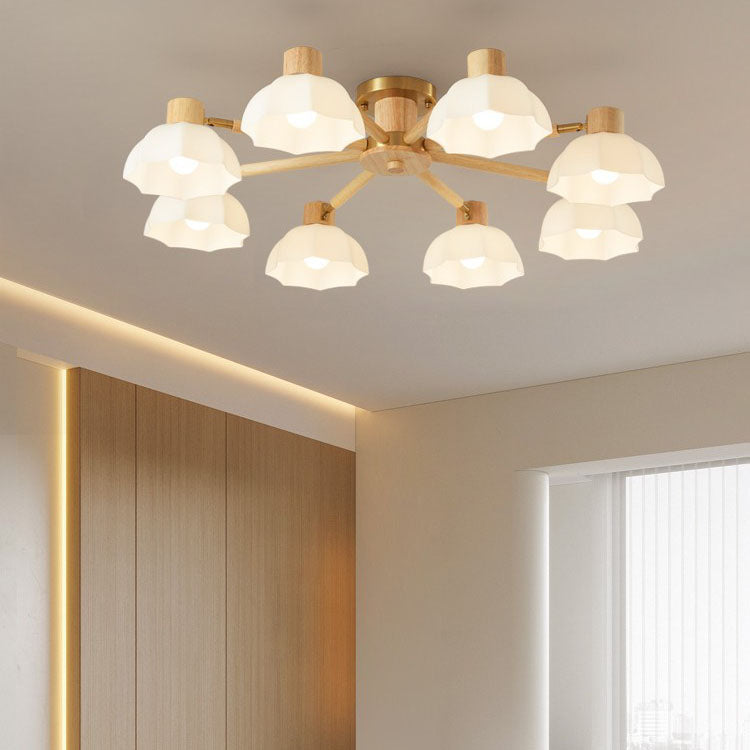 TranquiLight Wabi-Sabi Deckenleuchte | Minimalistisches Design | Holz & Glas | 3/6/8-Licht Lampe