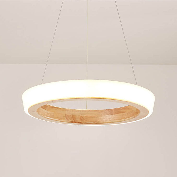 ZenCircle Japanischer LED Kronleuchter | Minimalistisches Design | Holzring | Dimmbar