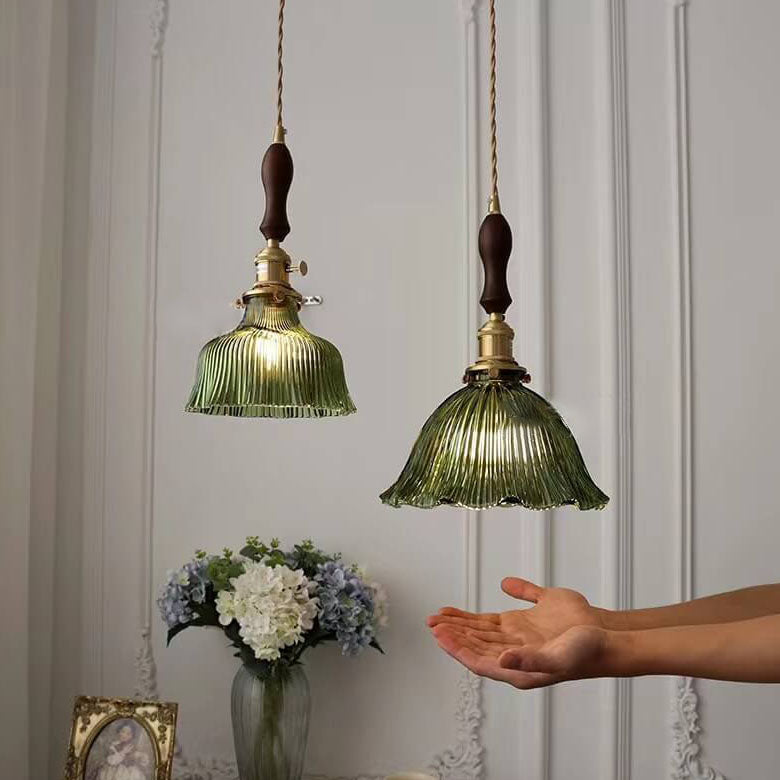 OrnaLite Nordic Pendelleuchte | Kupfer & Walnussholz | Blütendesign | Minimalistischer Stil