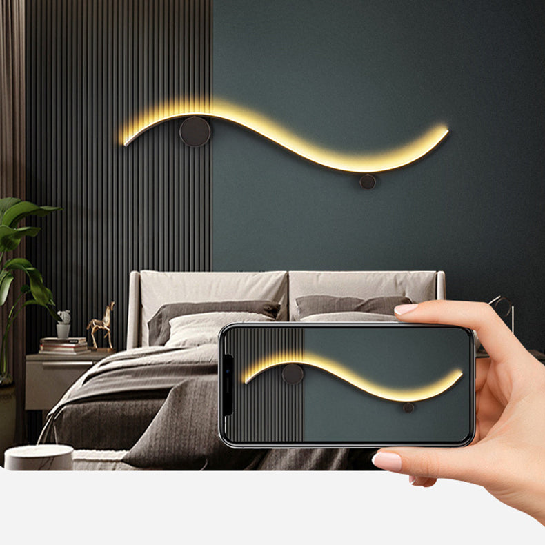 WaveLumi LED Wandleuchte | Modernes Design | Minimalistisch | Kupfer oder Schwarz | Warmweißes Licht