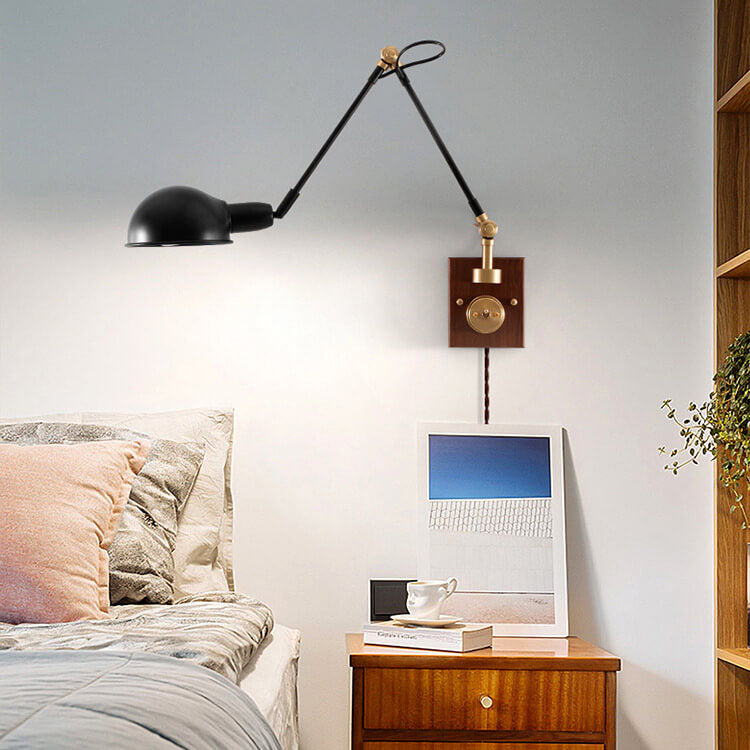 Walvora Vintage Wandlampe | Japanisches Design | Drehbar | Holz & Metall | Wandleuchte für Zuhause