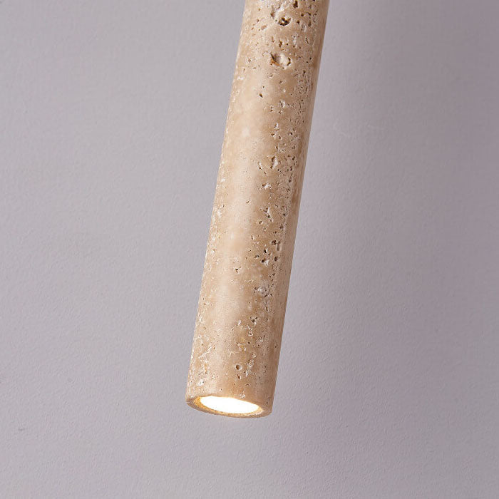 Travivo Wabi-Sabi Travertin Pendelleuchte | Japanisches Design | Elegante Zylinderform | Stimmungsvolle Beleuchtung