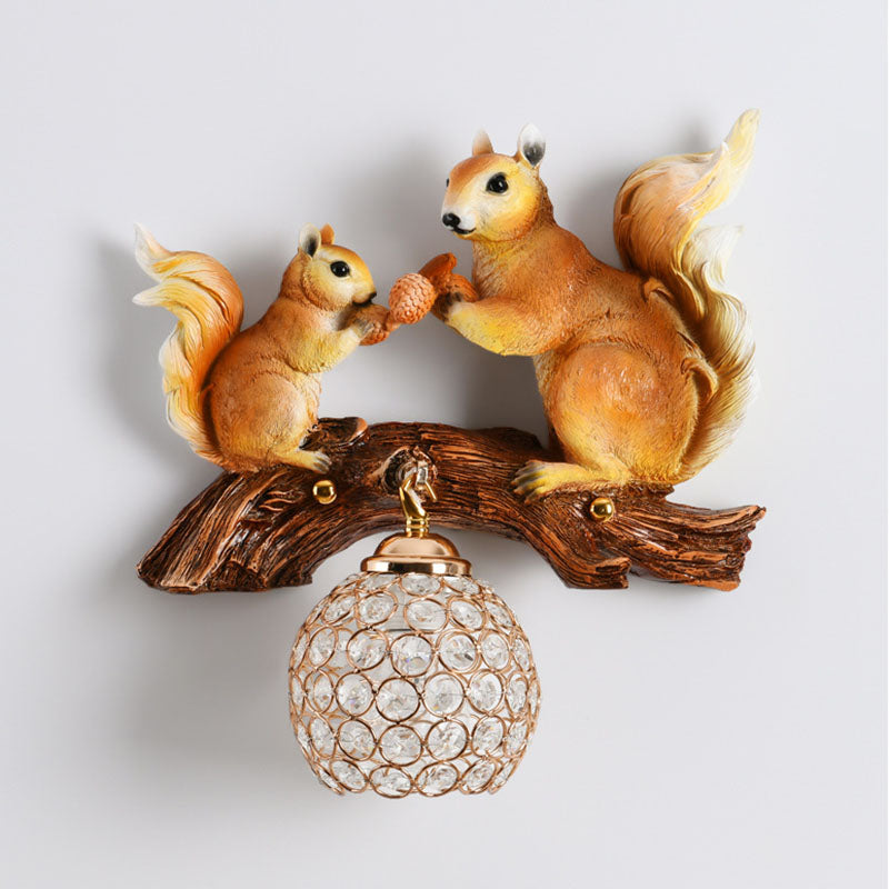 Crystanova Wandleuchte | Kreatives Eichhörnchen-Design | Kristall-Details | 1-flammige Lampe für Schlafzimmer