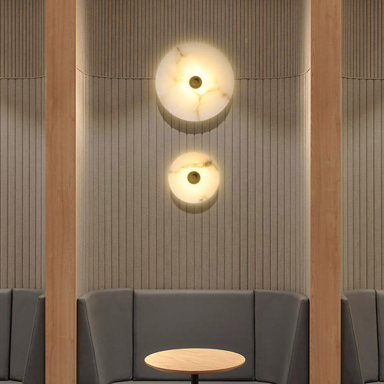 Marblios Runde LED Wandleuchte | Luxus-Marmor & Acryl-Design | Warmes Licht | Modern & Stilvoll für Wohnzimmer & Schlafzimmer