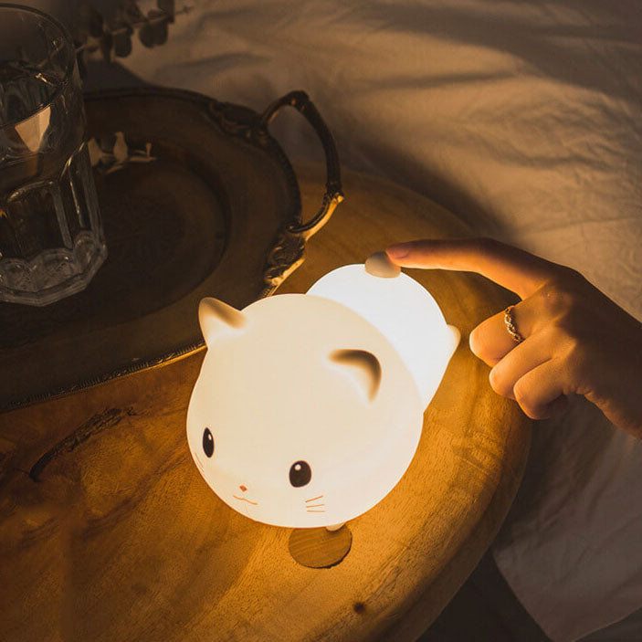 GlowKitty LED Nachtlicht | Kreative Silikon-Katzenlampe | USB-Aufladung & Timer | Kinderzimmer & Stimmungslicht