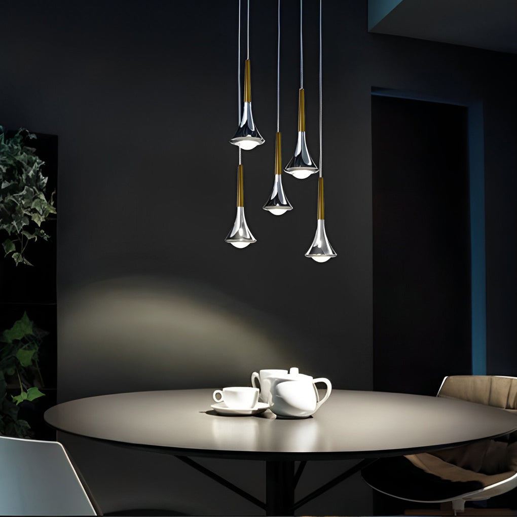 LumiDrop Nordic Design Pendelleuchte | Tropfenform | Elegantes LED-Licht für Esszimmer & Wohnzimmer | In Schwarz, Gold & Chrom