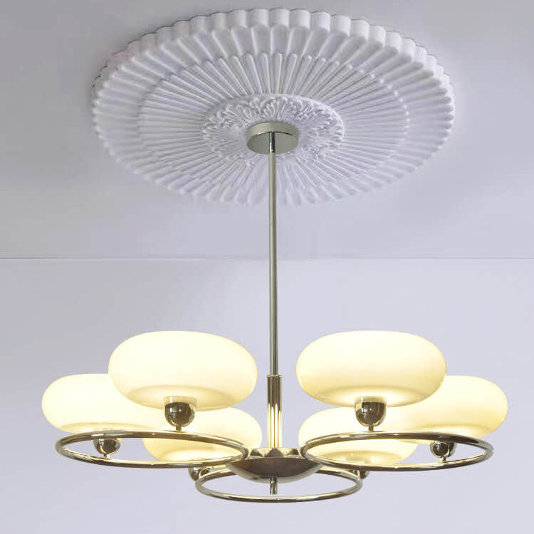 ChateauLume Vintage Kronleuchter | Französisches Design | Grünes & Cremefarbenes Glas | 6-flammige Hängeleuchte