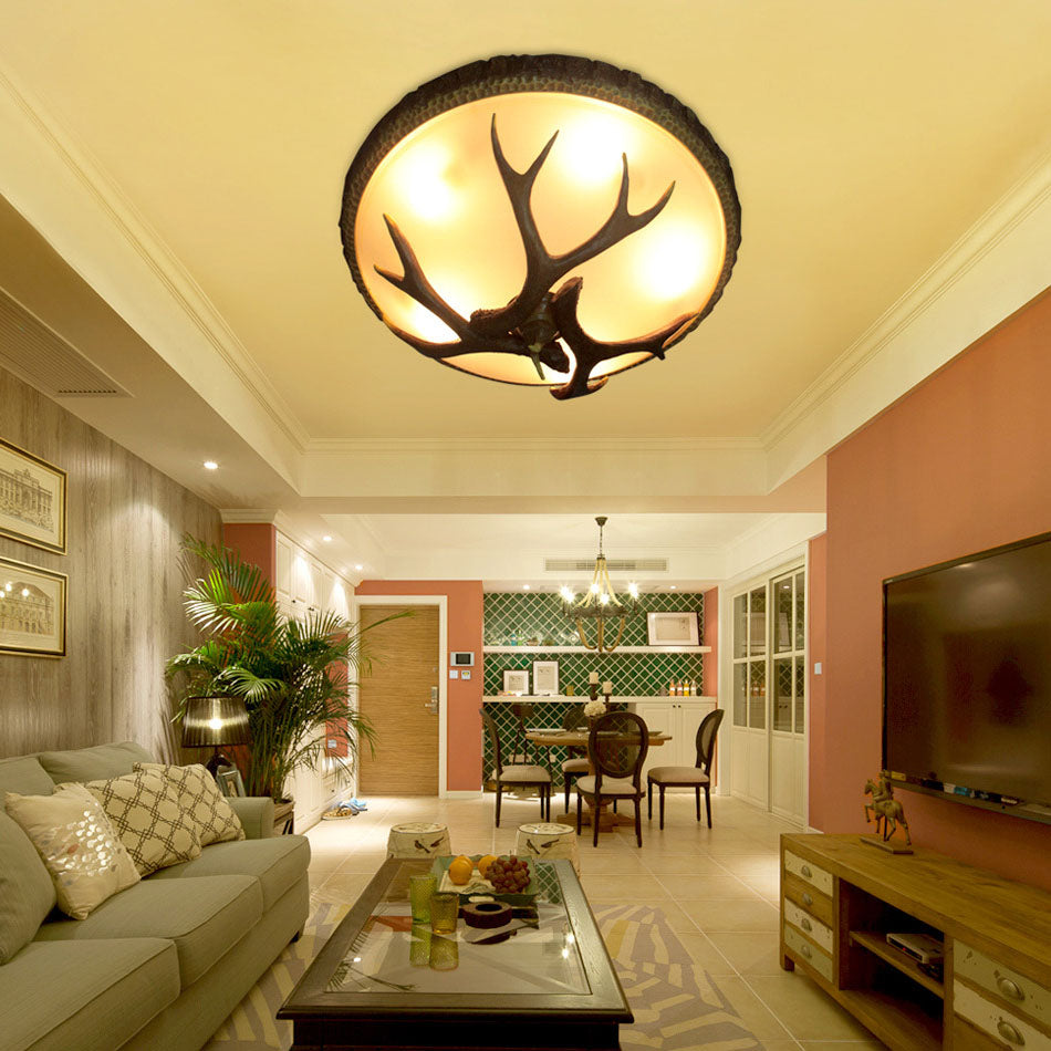 LumiHorn Vintage Deckenleuchte | Harz & Glas | 2/3/5-flammige Beleuchtung | Rustikaler Industrie-Stil