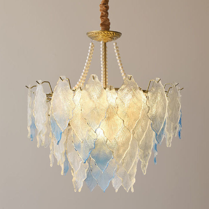 LeafElegance Kronleuchter im französischen Stil | Baumblatt-Design | 3/6/9/12 Lichter | Eisen & Kupfer mit Glaskristallen