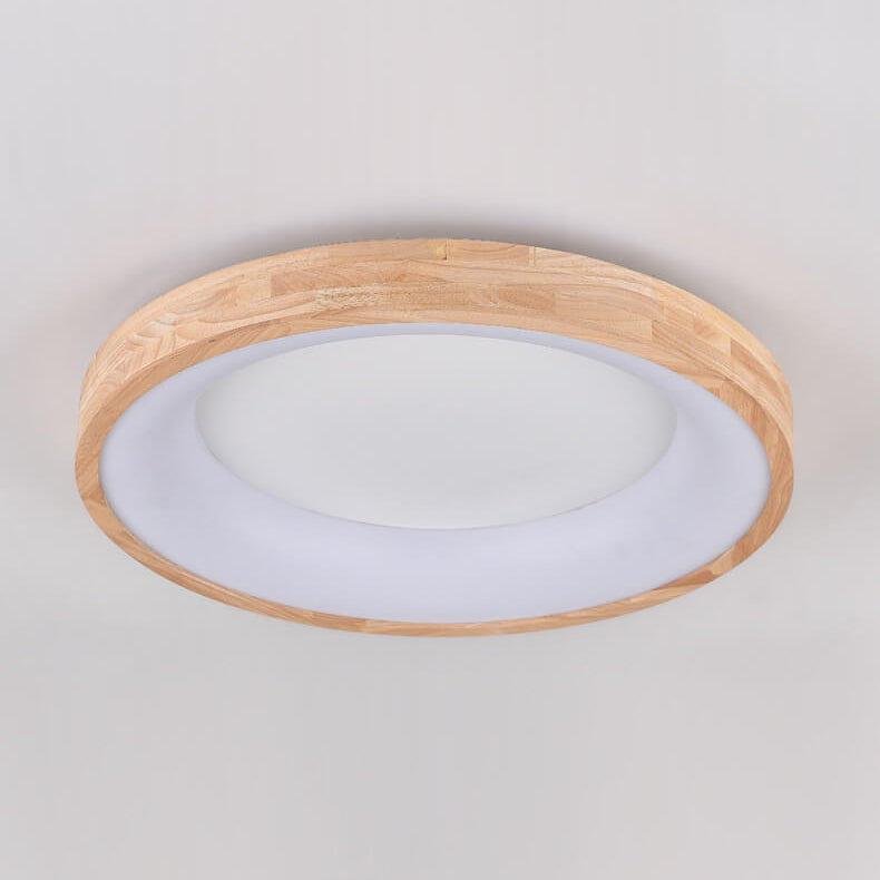 ScandiAura Holz LED Deckenleuchte | Minimalistisches Runddesign | Warmes Licht | Energiesparend
