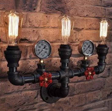 PipeLume Industrielle Wandleuchte | Retro Metallrohr-Design | 2/3-flammige Wandlampe | Vintage Deko