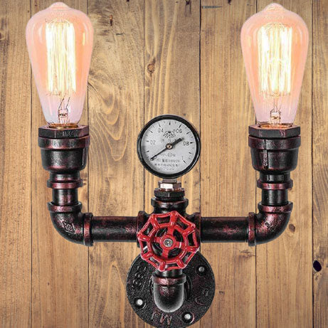 PipeLume Industrielle Wandleuchte | Retro Metallrohr-Design | 2/3-flammige Wandlampe | Vintage Deko