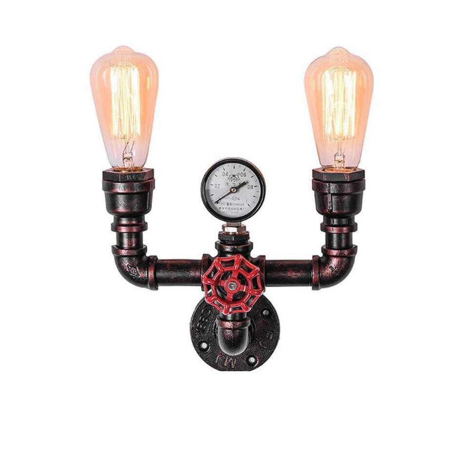 PipeLume Industrielle Wandleuchte | Retro Metallrohr-Design | 2/3-flammige Wandlampe | Vintage Deko