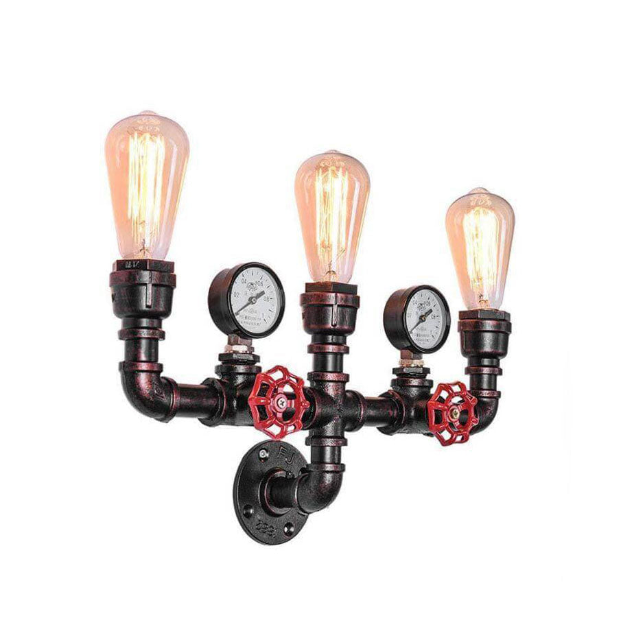 PipeLume Industrielle Wandleuchte | Retro Metallrohr-Design | 2/3-flammige Wandlampe | Vintage Deko