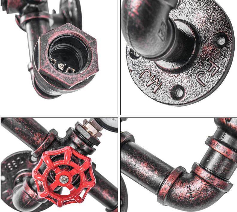 PipeLume Industrielle Wandleuchte | Retro Metallrohr-Design | 2/3-flammige Wandlampe | Vintage Deko