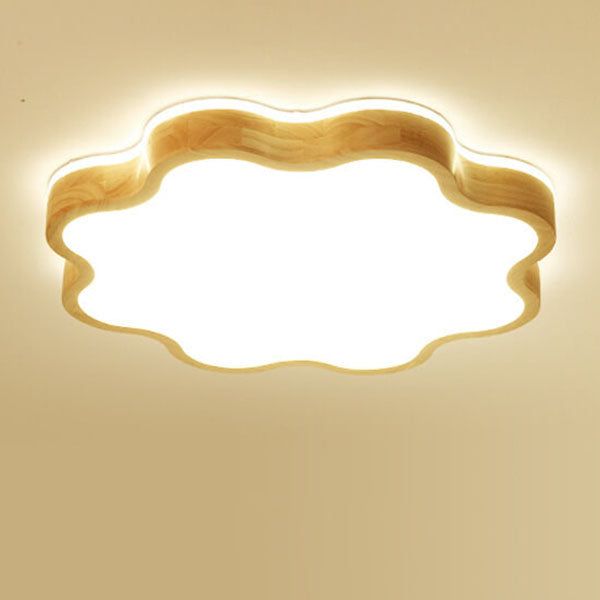 Blomina LED Deckenleuchte | Blütenförmiges Holzdesign | Nordic Stil | Dimmbar & Farbwechsel | Deckenlampe