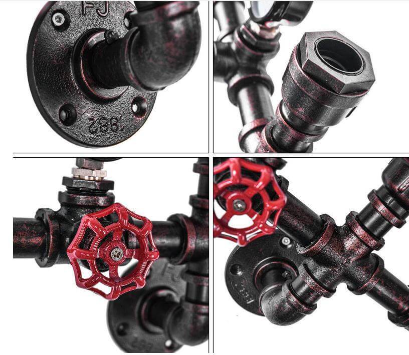 PipeLume Industrielle Wandleuchte | Retro Metallrohr-Design | 2/3-flammige Wandlampe | Vintage Deko