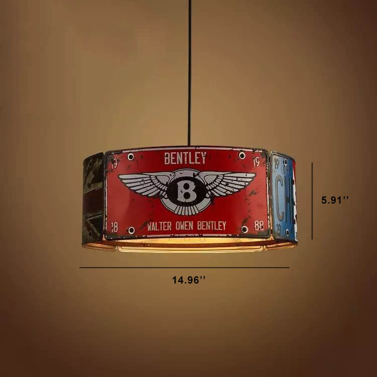 VintagePlate Kreative Metall-Lizenzplatte Kronleuchter | 3-Licht | Retro-Design