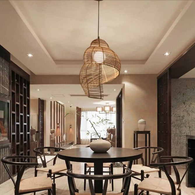 ConchaLuxe – Vintage Rattan Pendelleuchte | Muscheldesign | Natürliche Eleganz für Ihr Zuhause