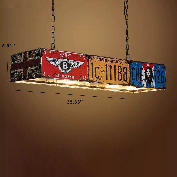 VintagePlate Kreative Metall-Lizenzplatte Kronleuchter | 3-Licht | Retro-Design